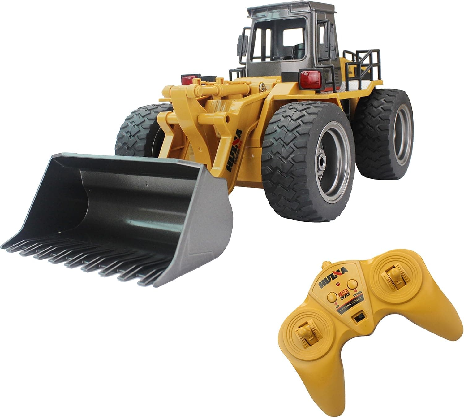 Fistone RC Truck Alloy Shovel Loader Tractor 2.4G Radio Control 4 Wheel Bulldozer 4WD Front Loader Construction Vehicle Electronic Toys Game Hobby Model with Light and Sounds