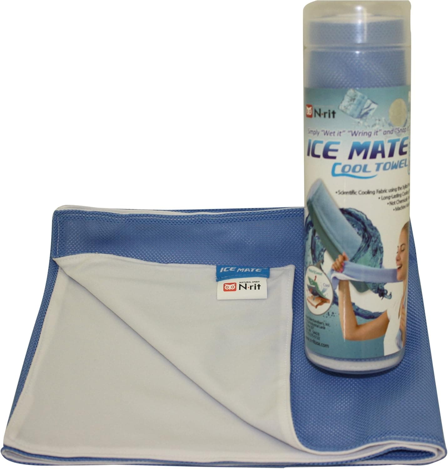 N-Rit Ice Mate Cool Towel Light Blue & White