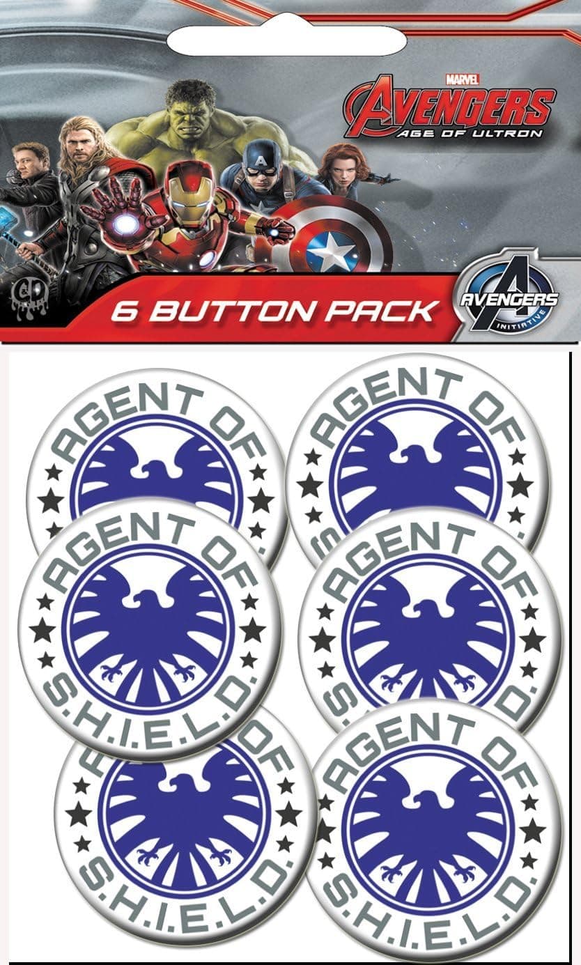 C&D Visionary Avengers Classic Agent of S.H.I.E.L.D. Prepack Buttons (6 Piece), 1.25"