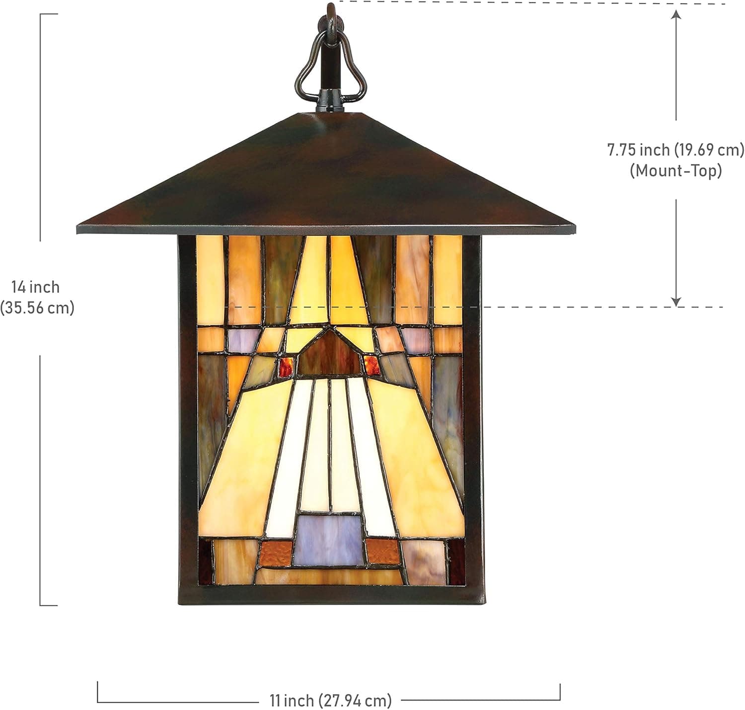 Quoizel TFIK8411VA Inglenook Mission Outdoor Wall Sconce, 1-Light, 150 Watts, Valiant Bronze (14" H x 11" W)