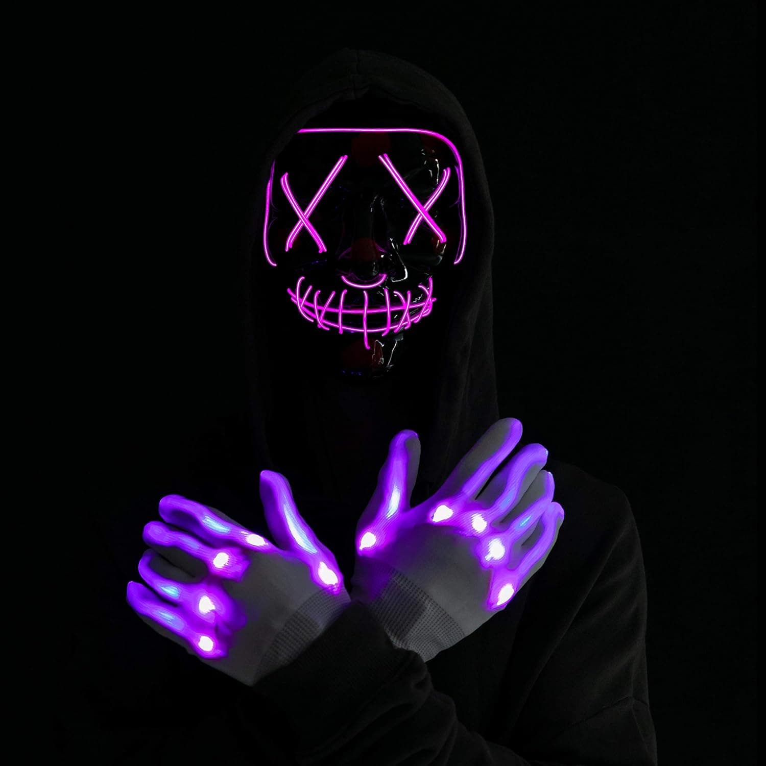 JOYIN Halloween Led Mask Light Up Scary Mask and Gloves for Halloween Cosplay Costume and Party Supplies