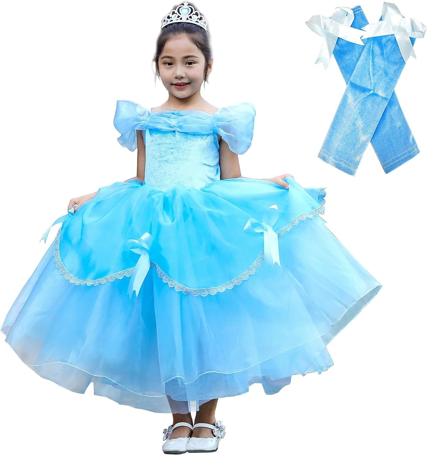 Dressy Daisy Toddler Little Girls Princess Dress Up with Arm Mitts Halloween Costumes Birthday Party Tulle Outfit