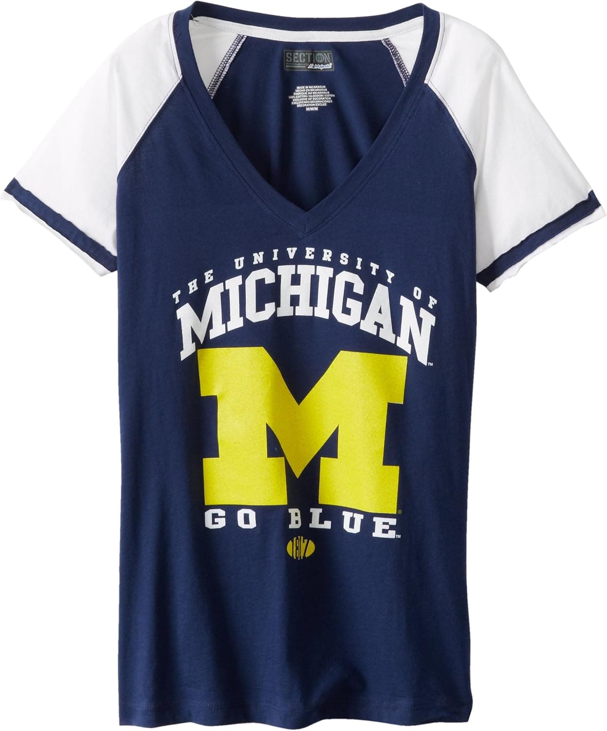 NCAA University of Michigan Women's Contagious Fun Raglan V-Neck Tee