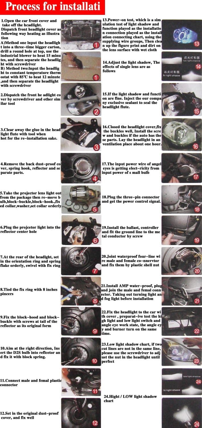 Kiven HID Projector Lens Motorcycle Halogen Projector Fog Lights White Angel Light Projector Car Headlight with Angel Eyes Light Bulb HID Bi-xenon Projector Lens Lamp 2pcs)