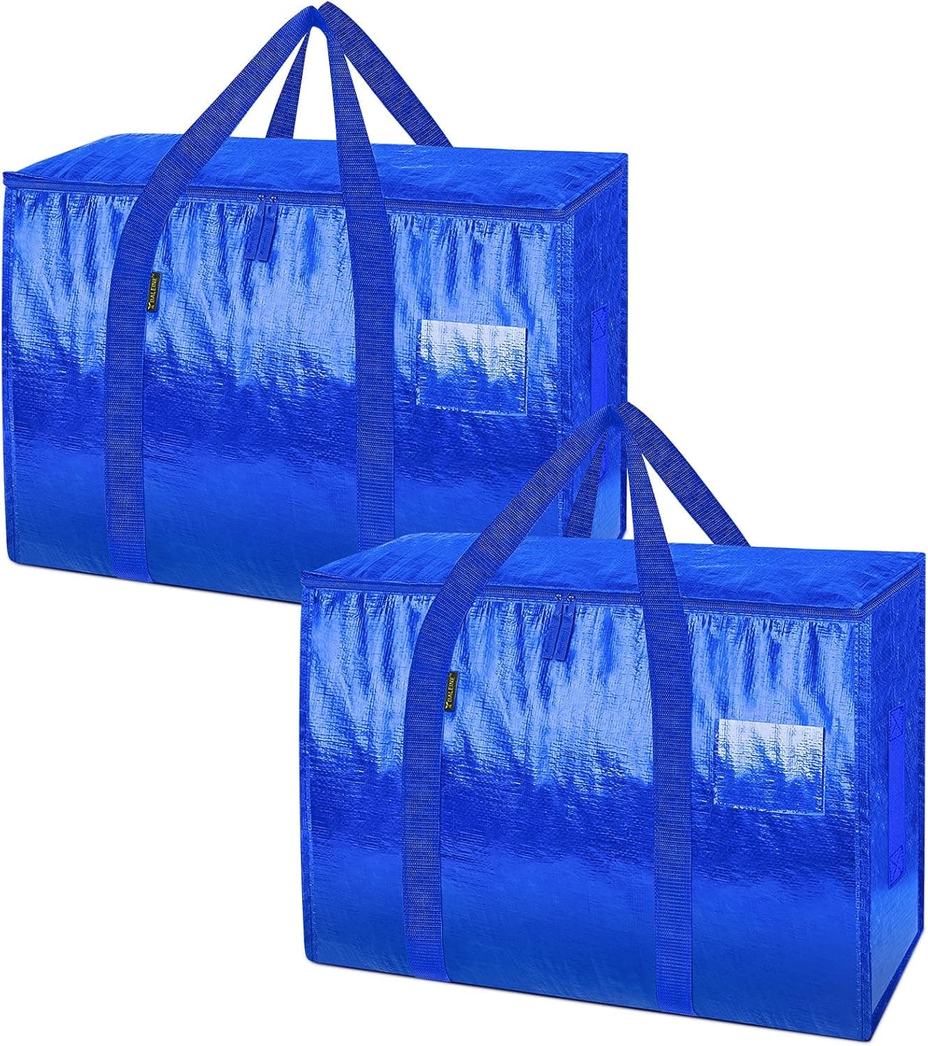 BALEINE Moving Totes with Reinforced Handles, Heavy-Duty UnderBed Storage Bag for Moving Boxes, Clothes, Travel (28 Gallon, 2 Pack, Blue)
