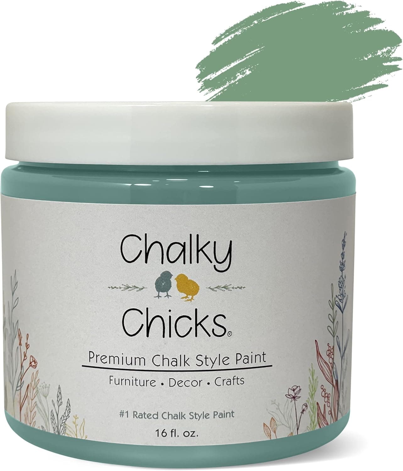 Chalky Chicks Premium Chalk Style Paint for Furniture, Home Decor & DIY Crafts – Eco Friendly – No Sanding, No Primer Needed – Multi Surface Paint – Riptide (Green Blue) – 16 oz – Made in the USA