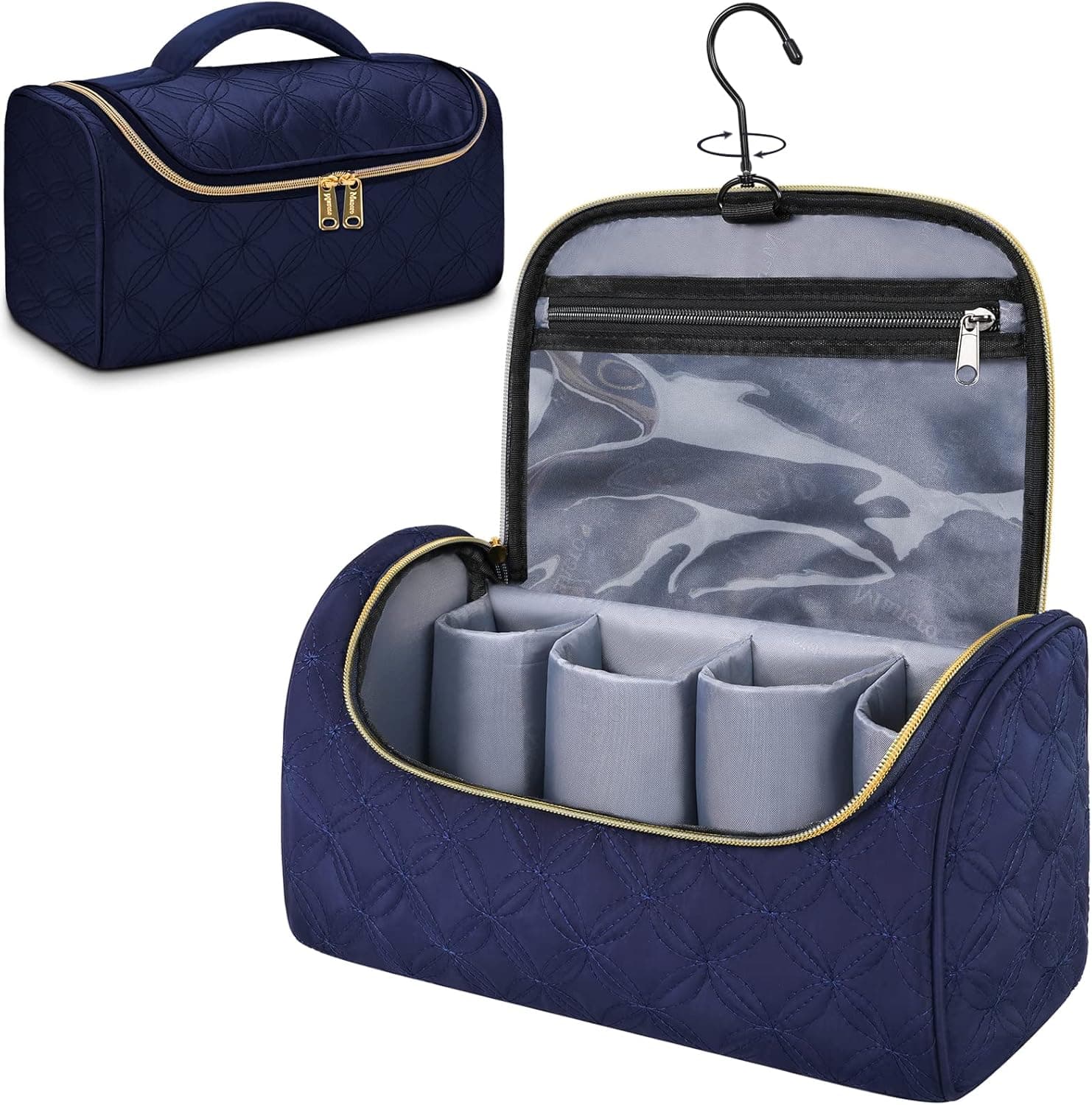 Padded Travel Case Compatible with Dyson Airwrap Complete Styler and Attachments, Portable Storage Bag with Metal Hanging Hook for Airwrap All Models, Long Barrels, Hair Curler Accessories, Blue
