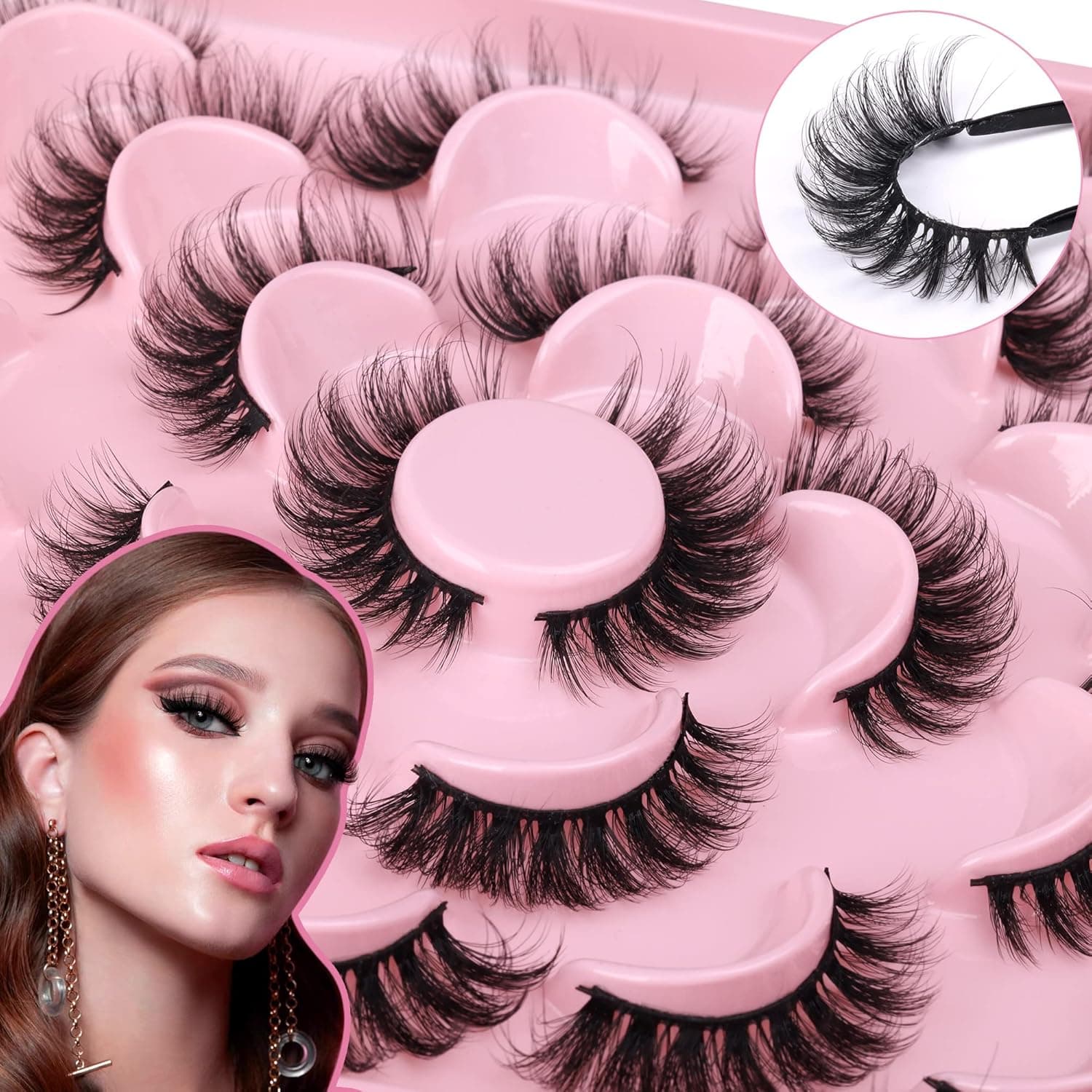 Fluffy Wispy Cat Eye Lashes Faux Mink 18MM Lashes that Look Like Extensions 5D Curly False Eyelashes Natural Look 10 Pairs by wtvane