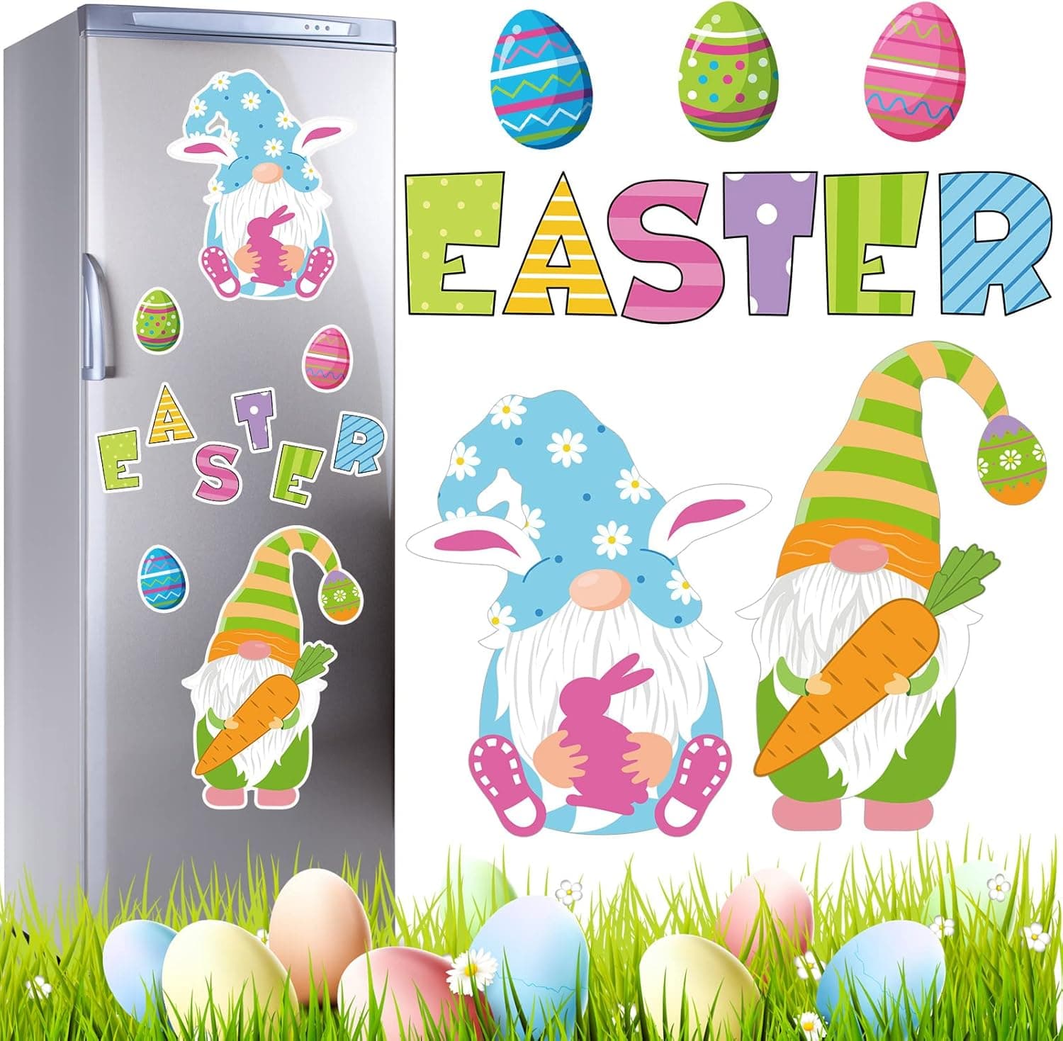 11 Pieces Easter Gnomes Refrigerator Magnets Easter Party Egg Decor for Fridge Leprechaun Lock Magnetic Refrigerator Decorations Easter Magnet Sticker for Kitchen Car Metal Door Mailbox Decor