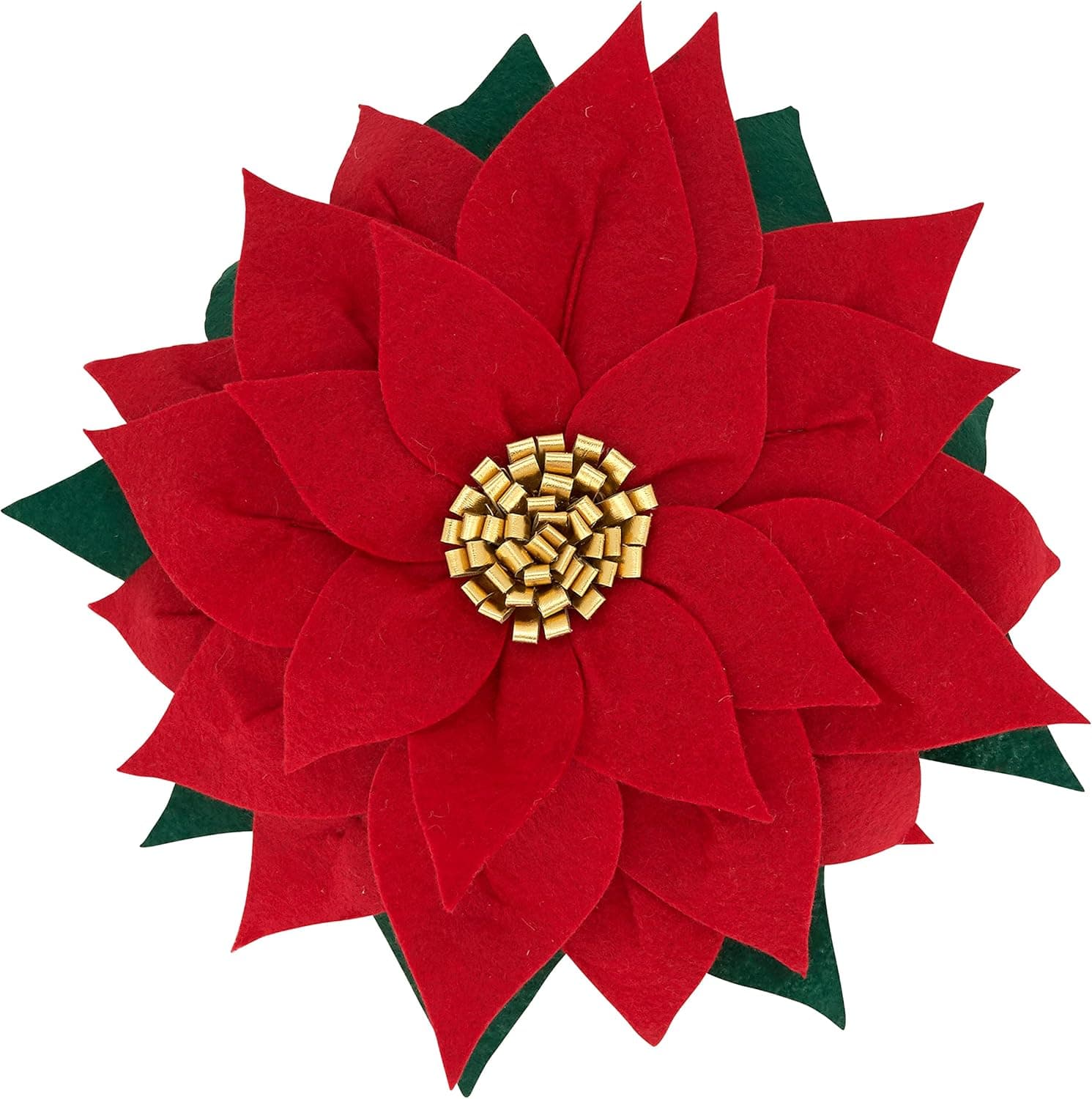 SARO LIFESTYLE Felt Poinsettia Throw Pillow with Poly Filling