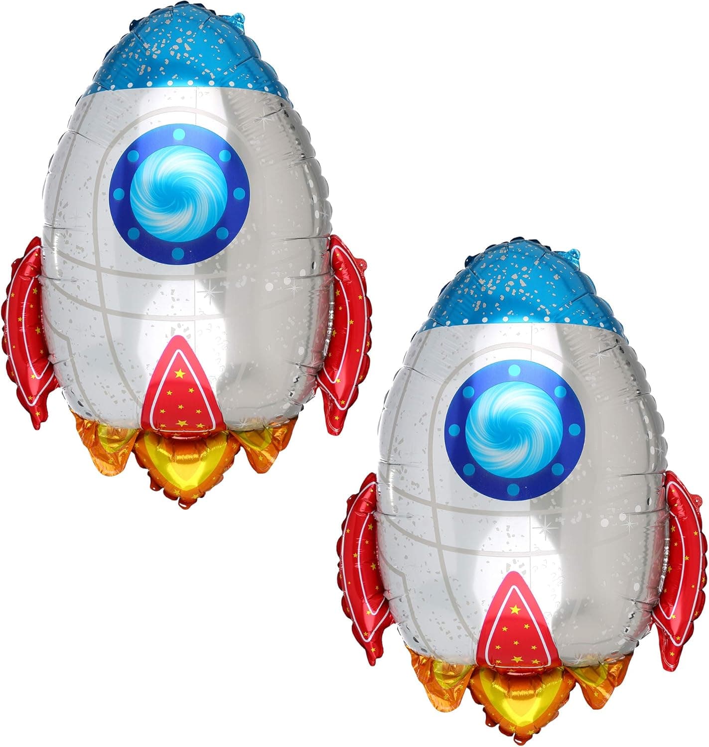 2 Pcs Rocket Shaped Big Mylar Foil Balloon Universe Space Theme Birthday Party Decorations