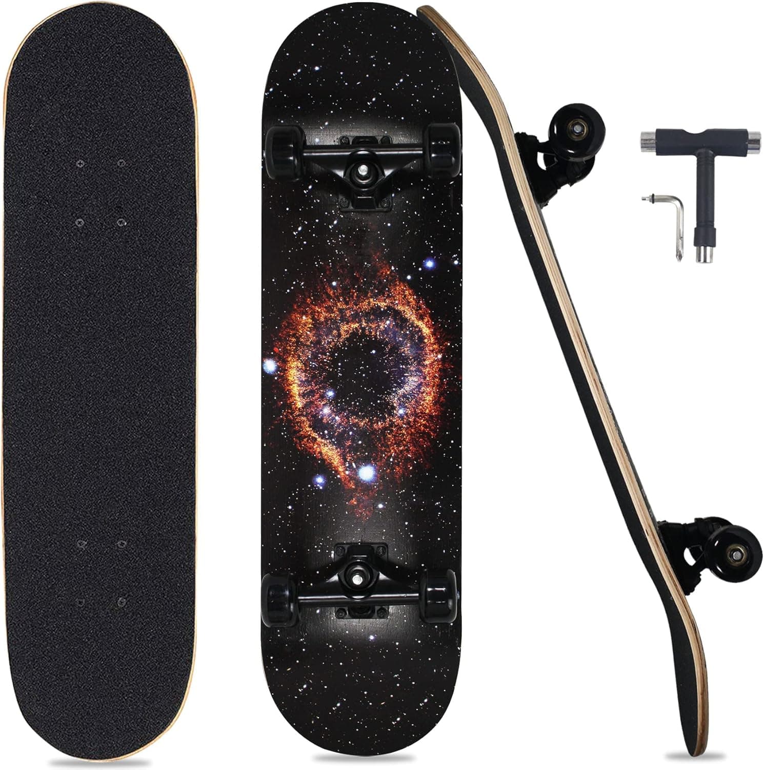 Pwigs Pretty&Popular Pro Complete Skateboards for Beginners Adults Youths Teens Kids Girls Boys 31"x8" Skate Boards Canadian Maple Double Kick Concave Longboards with T Tools
