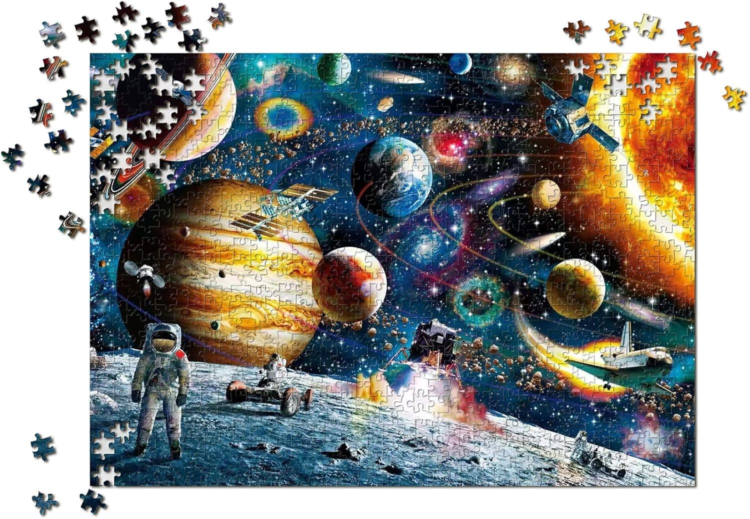 Jigsaw Puzzles for Adults 1000 Piece, Ucradle Challenging Puzzle Game for Stress Relief, Astronauts Landing Outer Space Large Puzzles for Home Decor, Learning Toys for Boys and Girls