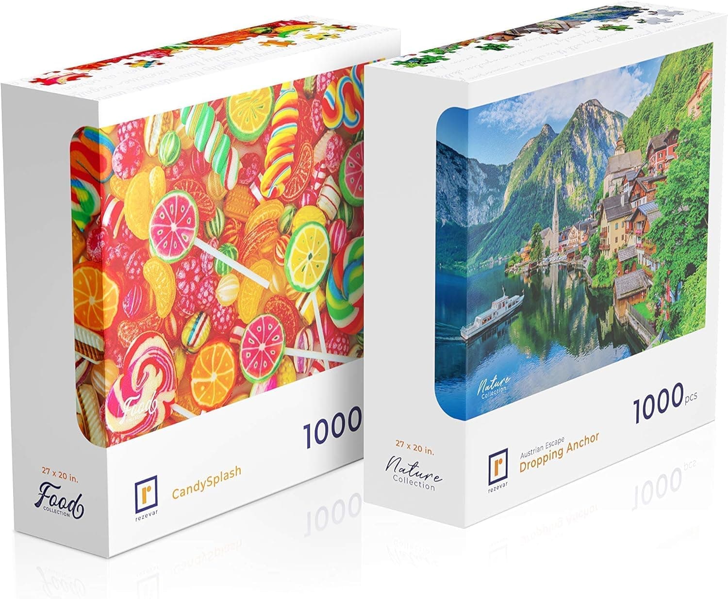 1000 Piece Puzzles for Adults - 2 Pack Jigsaw Puzzles - Premium Quality Puzzle Pieces, Vivid Color & Large Reference Poster - 27” x 20” - Fun Family Game or Educational Toy Gift