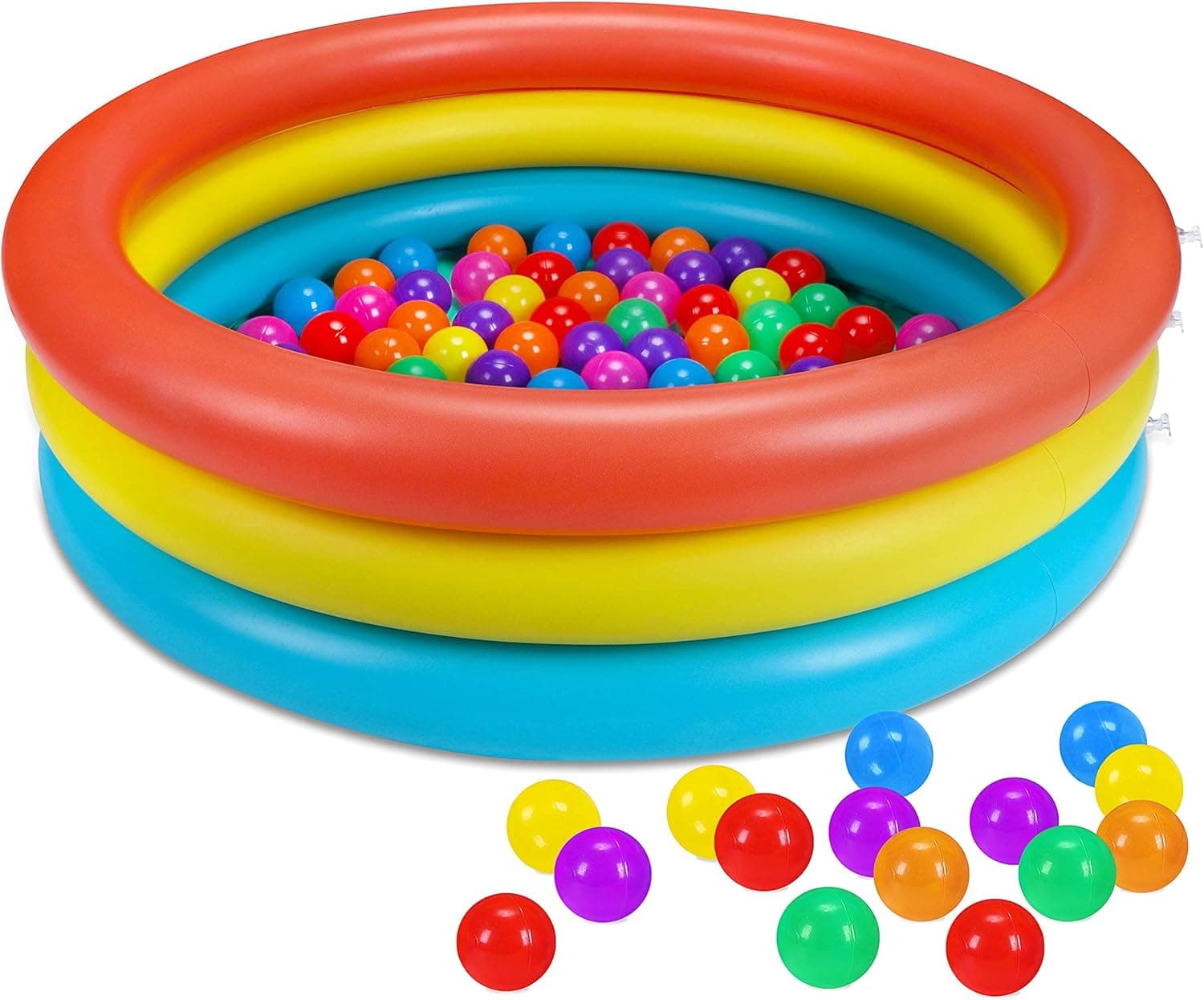 Baby Kiddie Pool + 50PCS Pit Balls - Inflatable Small Infant Toddler Kids Plastic Blow up Pools Swimming Water Supplies Outdoor Outside
