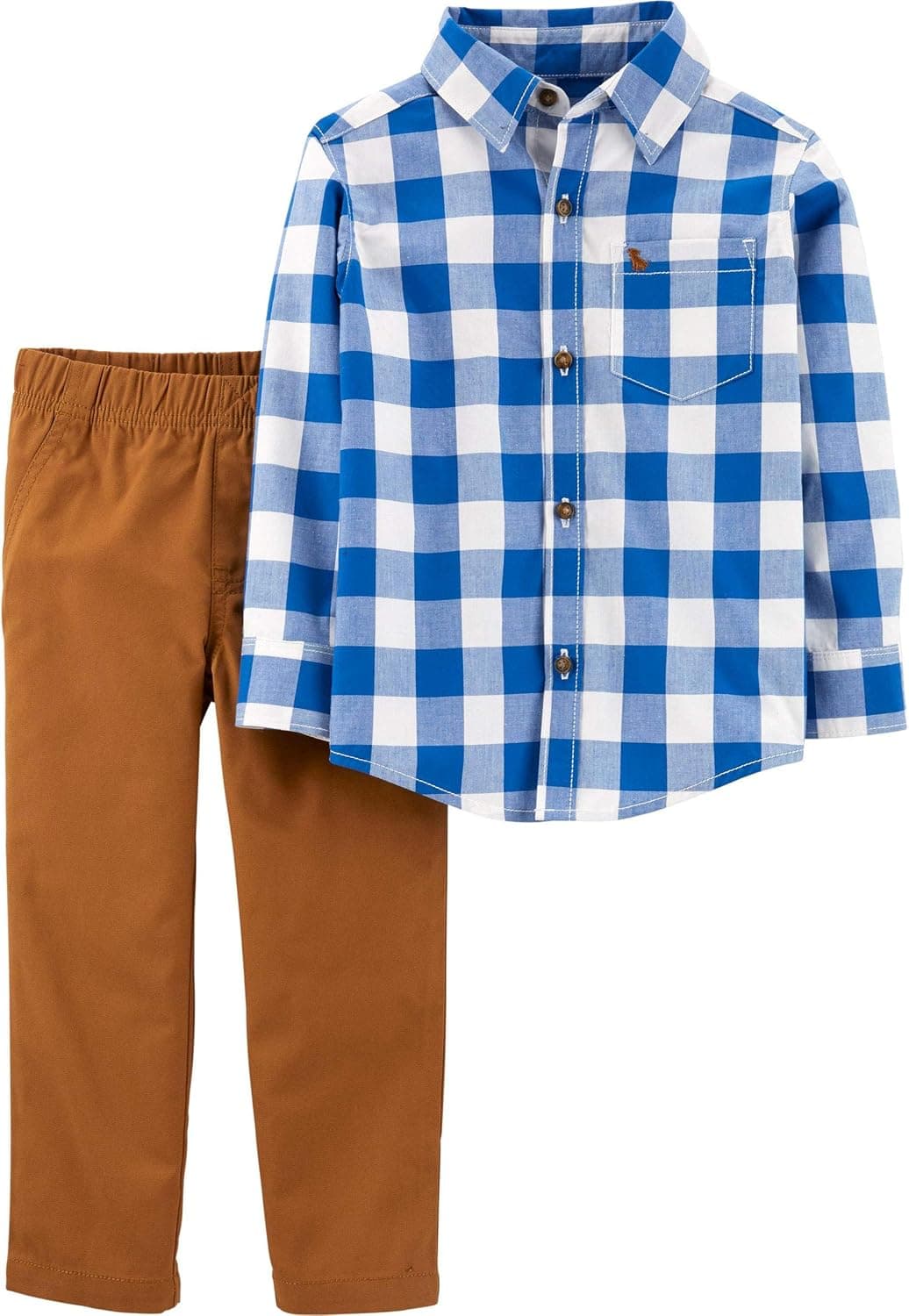 Carter's Boys' 2 Pc Playwear Sets 249g395 (2T, Blue/Brown/Plaid)