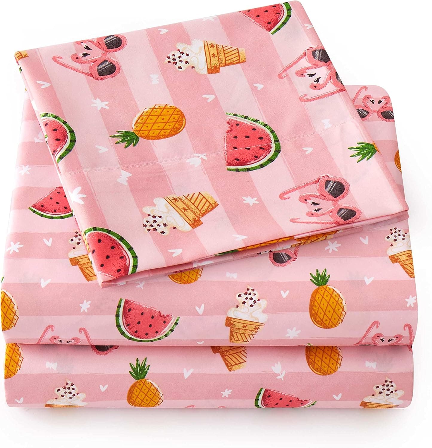 1500 Supreme Kids Bed Sheet Collection - Full Size Sheets Bed Sheets Kids Bedding Sets for Girls Boys Toddlers with Fitted, Flat, and Pillowcases, Full, Summer Fun Pink