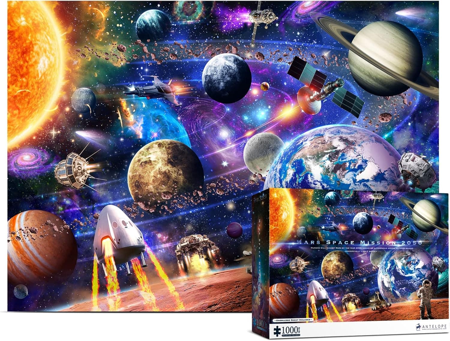 Antelope - 1000 Piece Puzzle for Adults, Space Mars Mission Jigsaw Puzzles 1000 Pieces, Solar System Puzzle - 1000 Pieces High Resolution, Matte Finish, Smooth Edging, No Dust Space Puzzle
