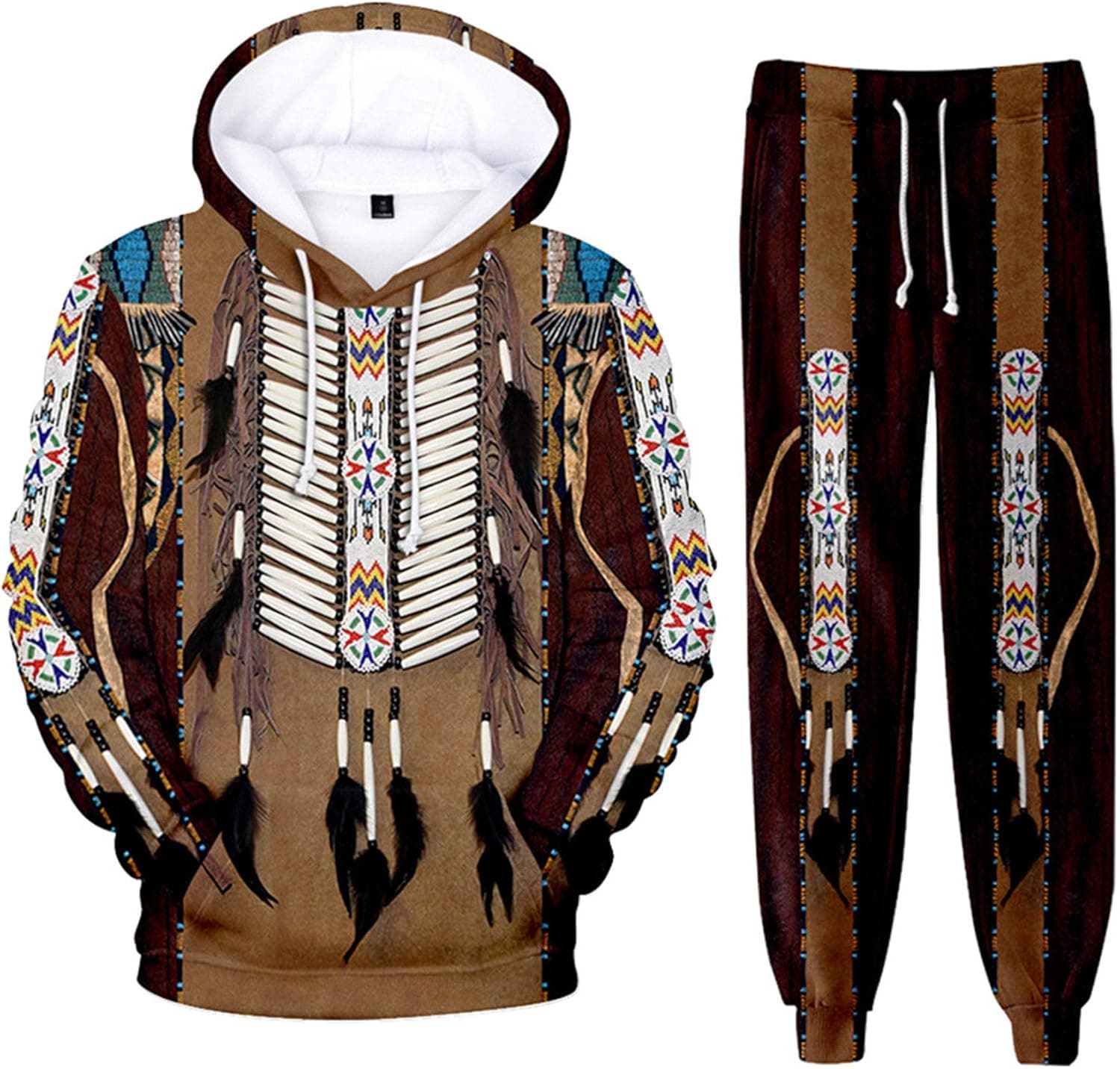 SIAOMA Native American Hoodie Sweatpant Suit Indians 3D Tracksuit Unisex Sweatshirt Pants Set