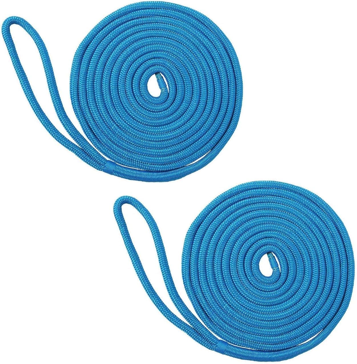 Amarine Made Double Braided Nylon Dock Lines 7700 lbs Breaking Strength (L: 30 ft. D:5/8 inch Eyelet: 12 inch) 2 Pack of Marine Mooring Rope Boat Dock Lines Working Load Limit:1540 lbs
