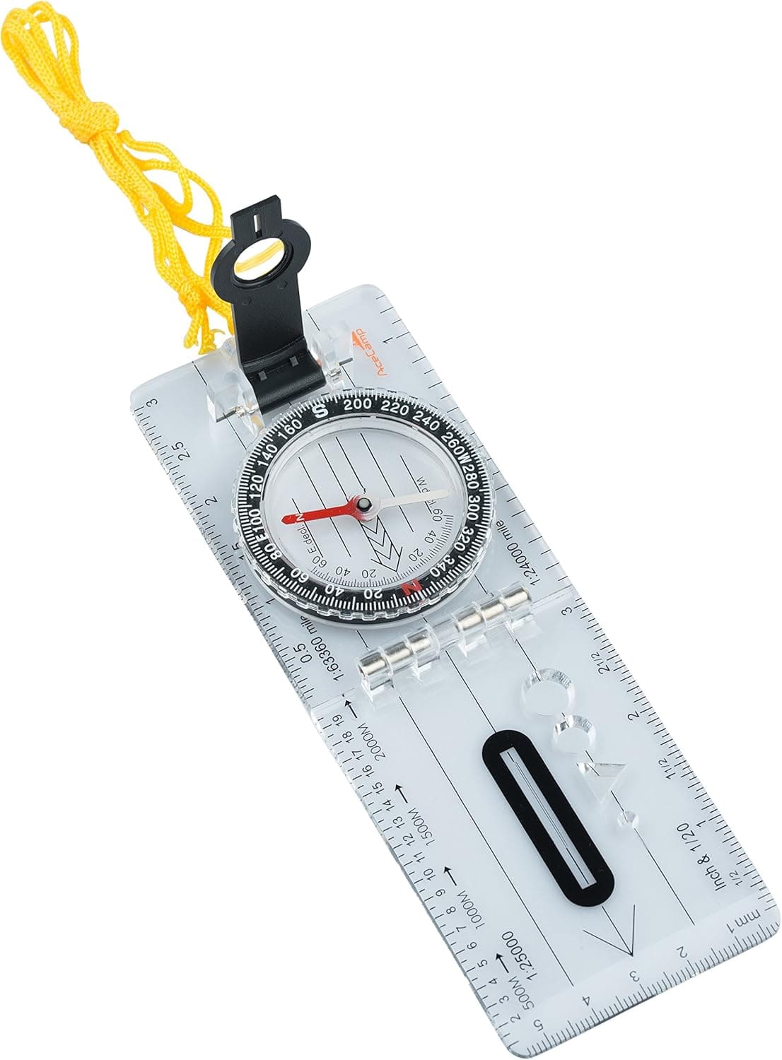AceCamp Folding Map Compass, Collapsible Pocket-Size Field Compass with Lanyard, Small Collapsible & Portable Compass with Magnifier for Camping, Hiking, Survival, Emergency