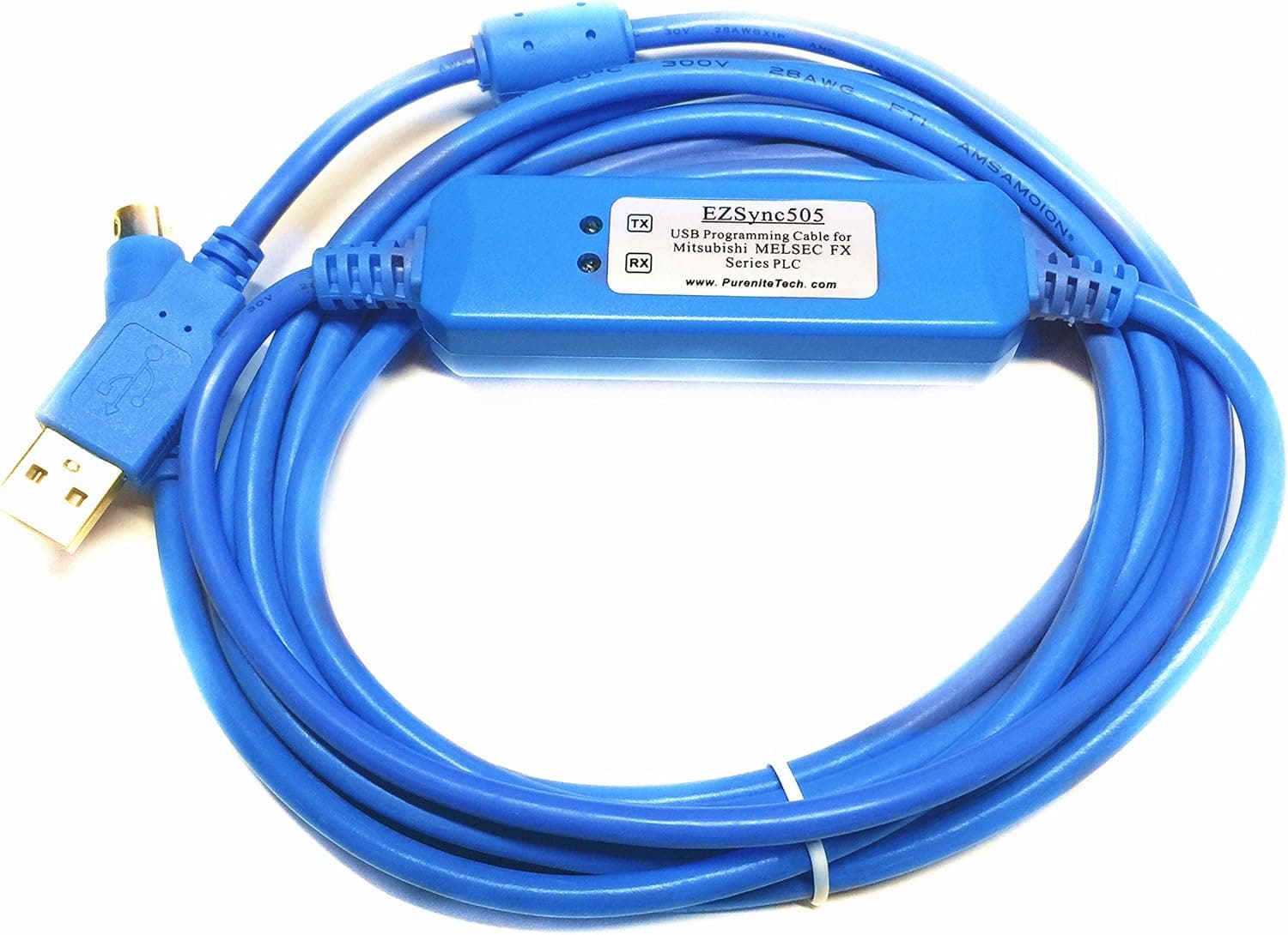 EZSync USB Programming Cable for Mitsubishi Melsec FX Series PLCs, USB to RS422, FX-USB-AW Compatible, EZSync505