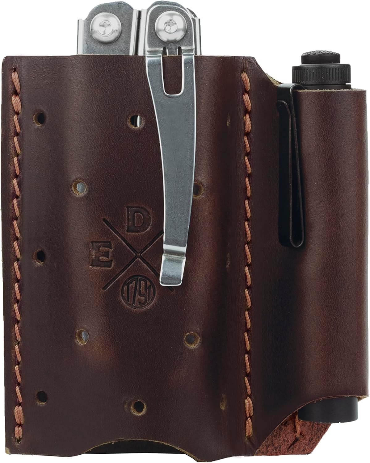 1791 EDC Pocket Organizer, Everyday Carry Holster for Belts fits Knives, Multitools, Small Tools, Flashlight or Pens. Leather Belt Clip EDC Pocket Pouch Carrier - Burgandy