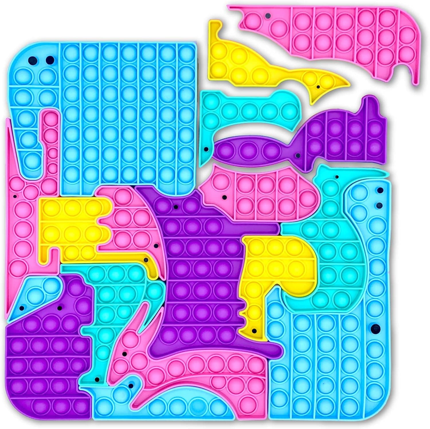 Lion Tiger Panda Bear PopIts, Zoo Animal Pop Its, 3 Pack Pop It Fidget Toy, PopIt Toys for Kids, Bubble Figet Poppers (Puzzle - Pastel)