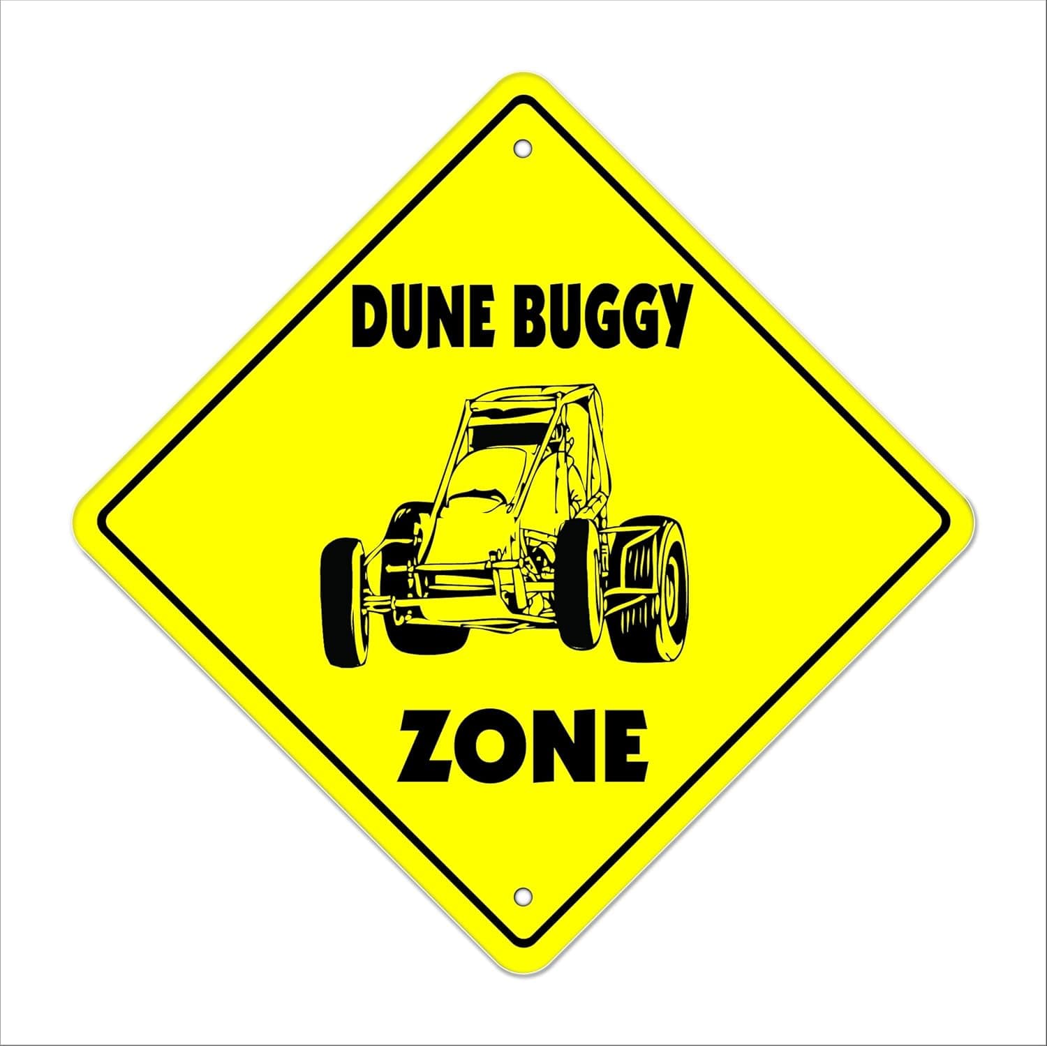 Dune Buggy Crossing Sign Zone Xing | Indoor/Outdoor | 12" Tall Plastic Sign racing desert sand rails bugy racer go carts