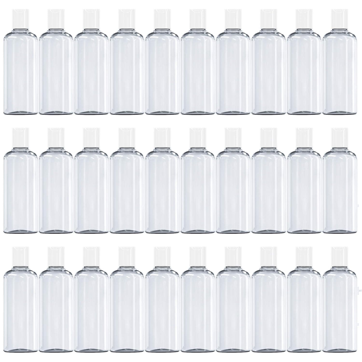 LEGONGSO AIKVSXER 4oz/110ml Clear Plastic Empty Bottles with Flip Cap - BPA-Free Travel Containers for Lotion, Shampoo, Liquid Body Soap, Creams - Set of 30