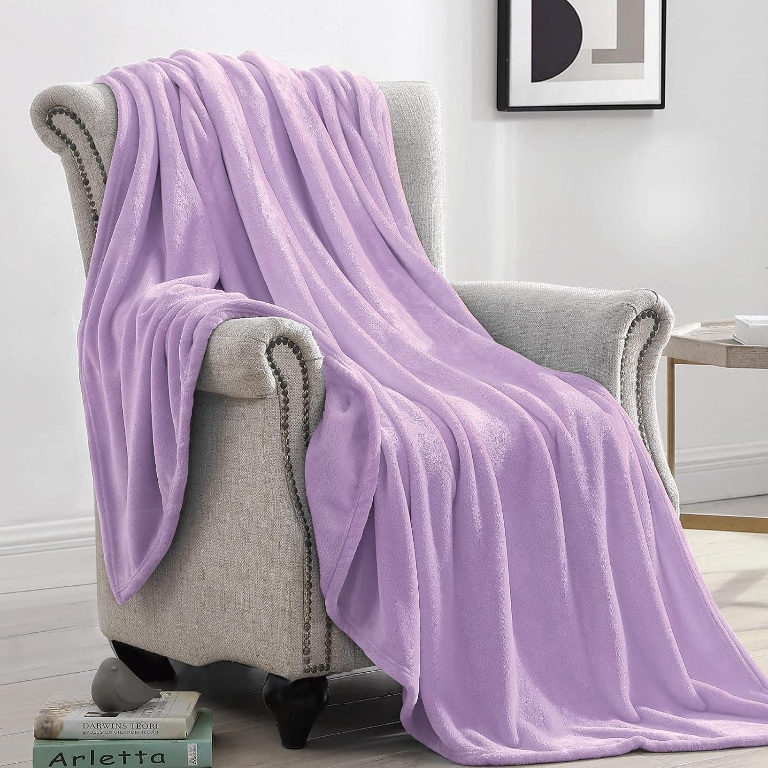 Suchtale Fleece Blanket (Throw Size 50x60 Lilac) Plush Fuzzy Lightweight Throw, Super Soft Microfiber Flannel Nap Blankets for Couch, Bed, Sofa Ultra Luxurious Warm and Cozy for All Seasons