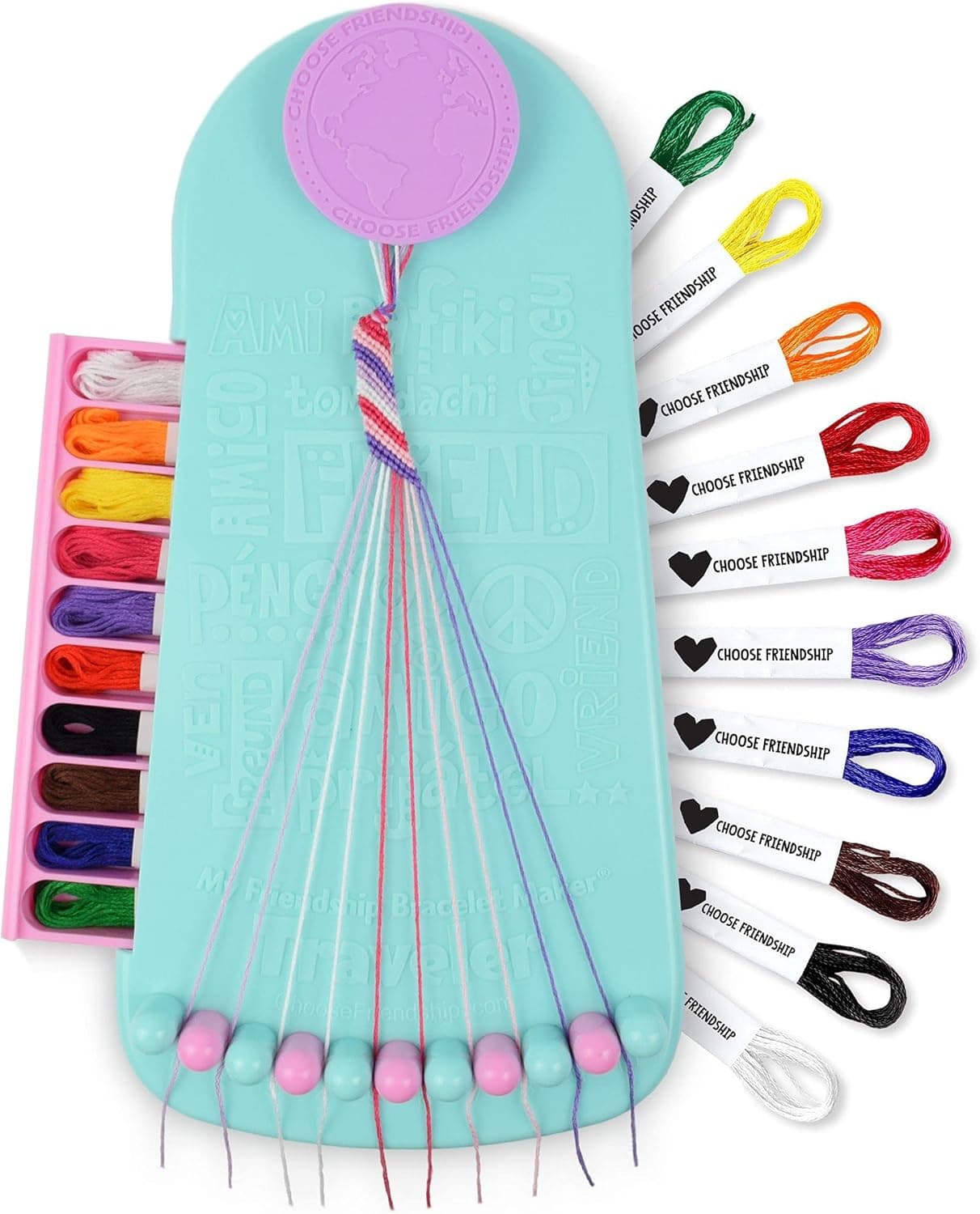Choose Friendship, My Friendship Bracelet Maker®, 20 Pre-Cut Threads - Makes Up to 8 Bracelets (Craft Kit, Kids Jewelry Kit, Gifts for Girls 8-12)