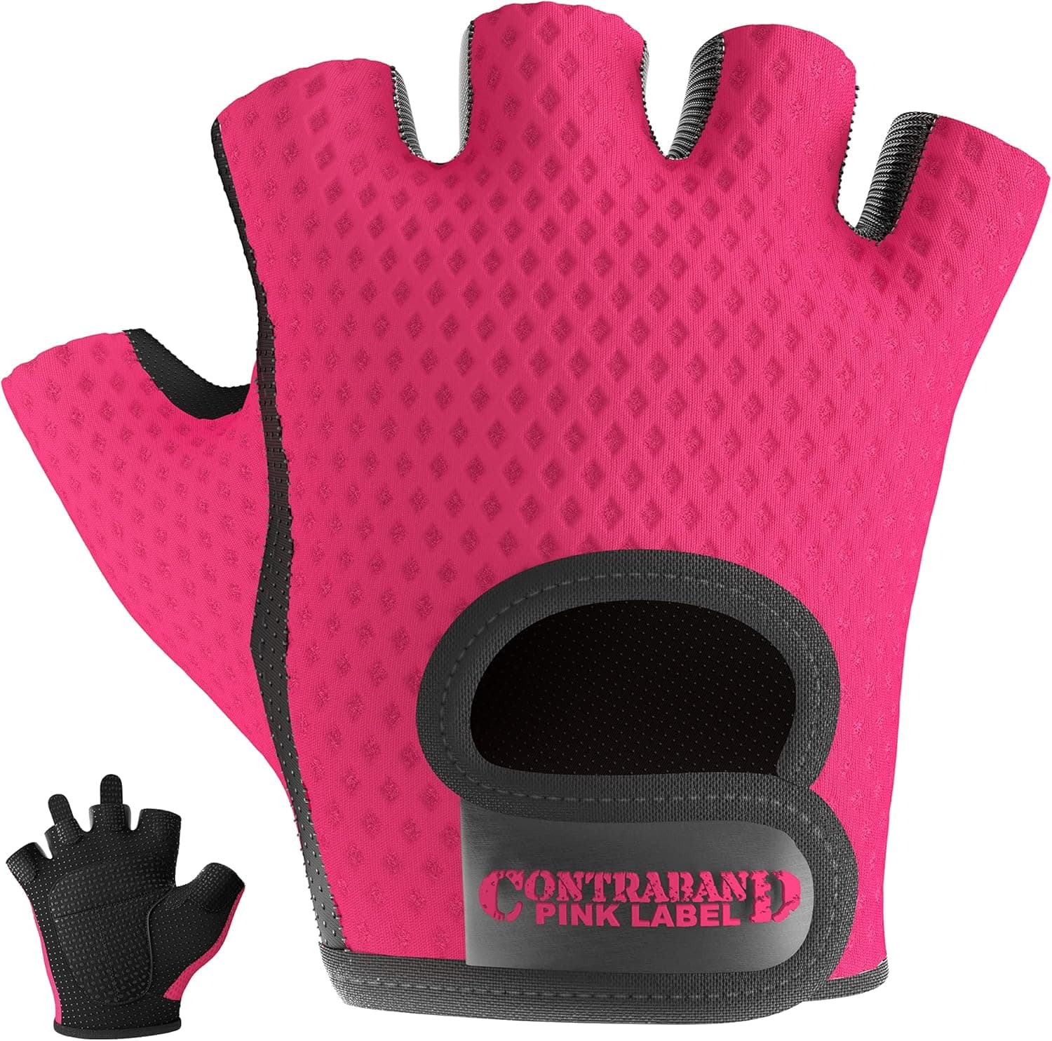 Contraband Pink Label 5307 Women's Design Series Diamond Mesh Lifting and Rowing Gloves (Pair) - Lightweight Vegan Medium Padded Microfiber Amara Leather w/ Griplock Silicone