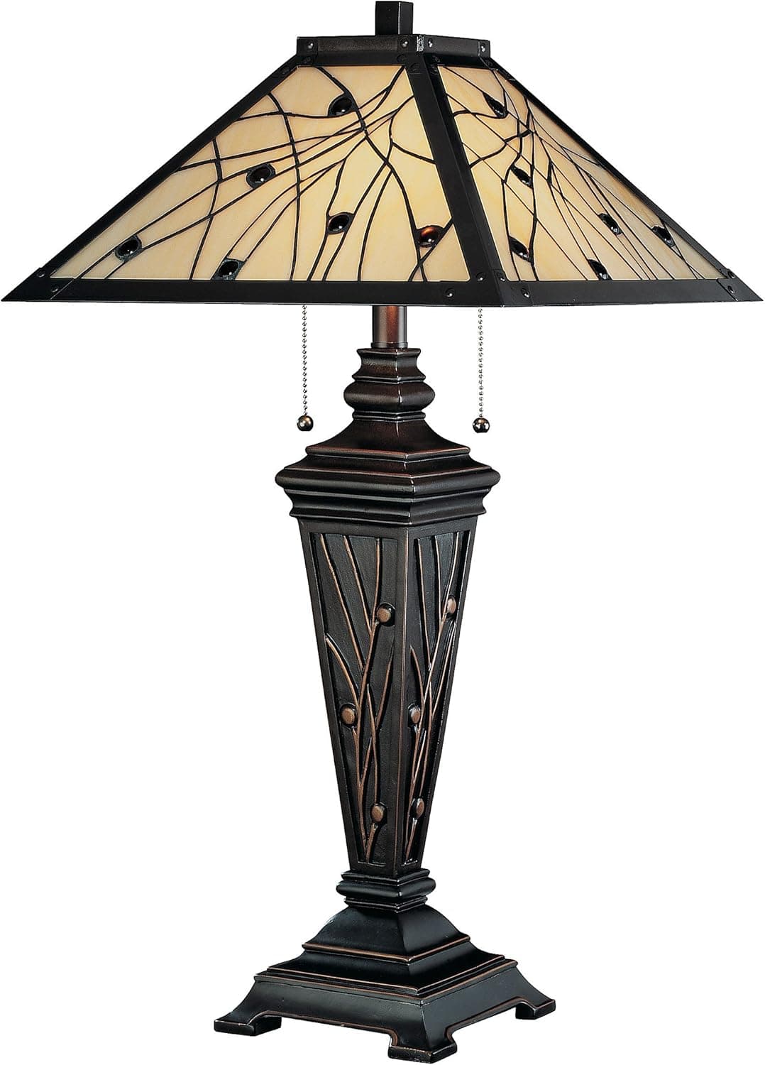 Lite Source C41117 Remus Table Lamp, Dark Bronze with Tiffany Shade