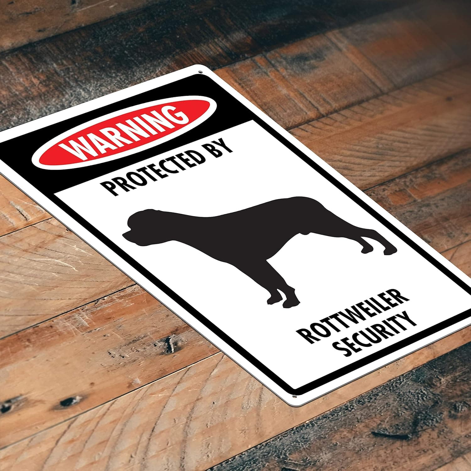 Metal Tin Dog Signs For Home Wall Decor | Lightweight Aluminum Sign for Pet Dogs | Indoors or Outdoor Dog Signs | Warning Protected By Rottweiler Security