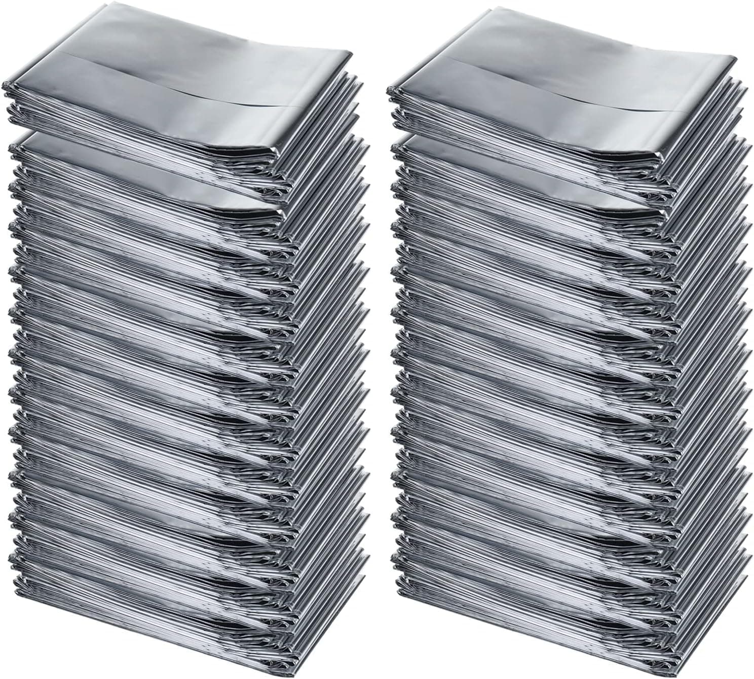 SearQing Emergency Mylar Thermal Blankets Space Blanket(50 Pack)-Camping Blanket Designed for Outdoors, Hiking, Survival, Marathons, Retain Body Heat(Silver Color)