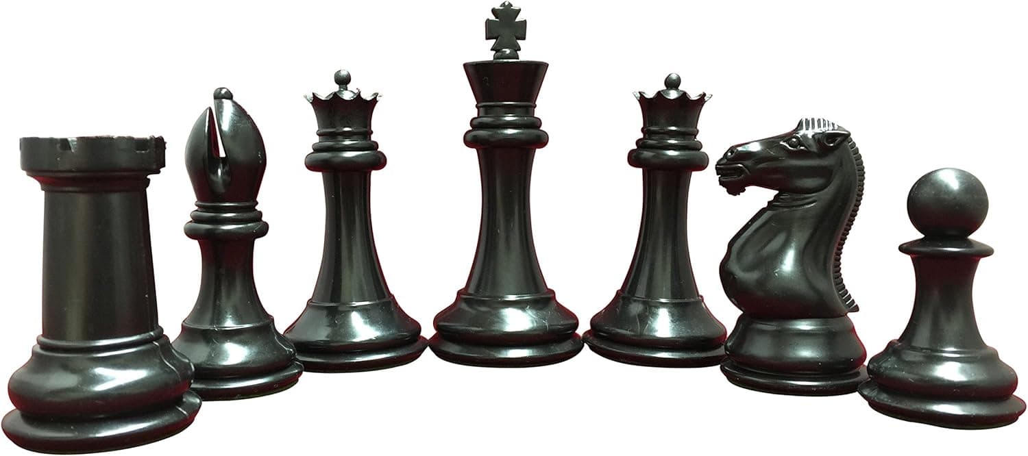 Quadruple Heavy Weight Chess Game Set for Schools, Clubs and Tournaments - 34 Ivory/Black Pieces (2 Extra Queens), 4" Tall King, 20" x 20" Black Vinyl Roll-Up Board and How to Play Chess E-Book