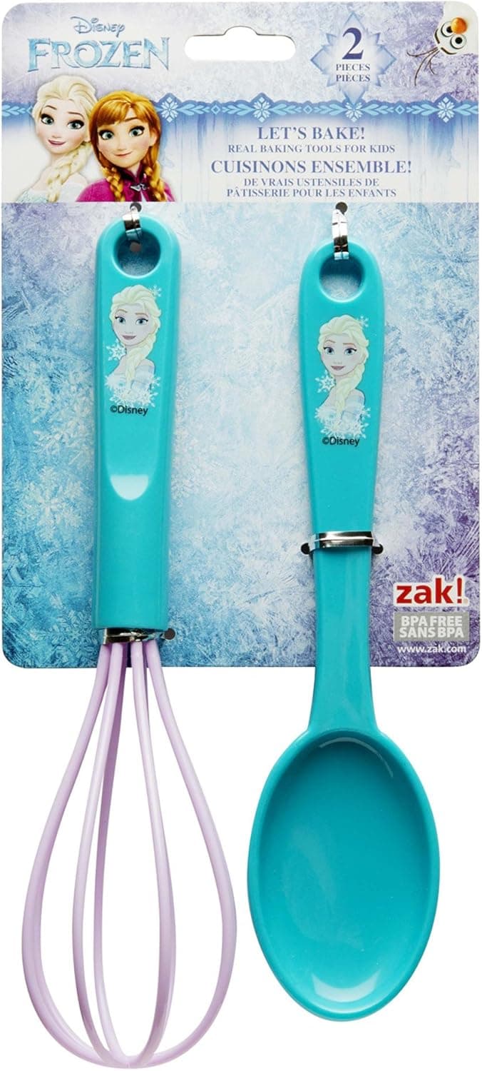 Zak Designs Lets Bake! Whisk and Spoon for Cooking with Kids, Princess Elsa