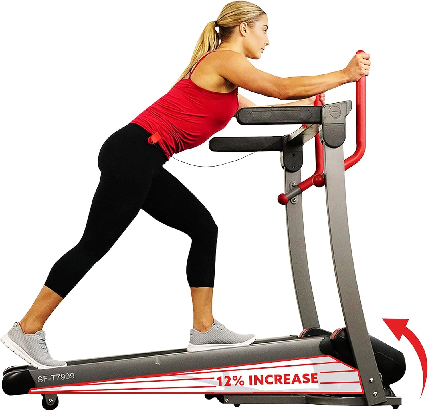 Sunny Health & Fitness Folding Electric Treadmill with Auto Incline, LCD and Pulse Monitor, Bluetooth Speakers, Body Fat Calculator and USB Charging - SF-T7909,Black