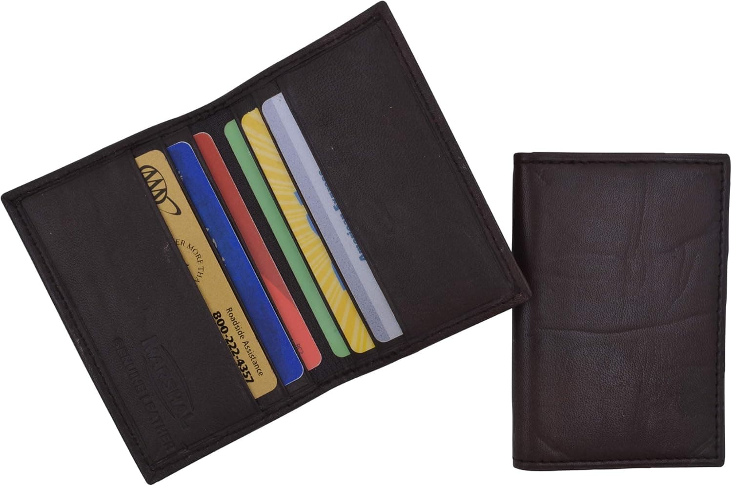 Marshal Genuine Leather Bifold Business Card and Credit Card Holder Side Load