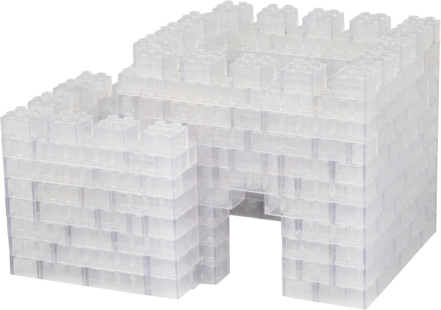 SCS Direct Building Block Bricks - 1000 Pc Bulk Set of Unique Clear Color with 54 Roof Pieces - Compatible and Tight Fit with All Major Brands-Great for Activity Tables, Creativity & School Projects