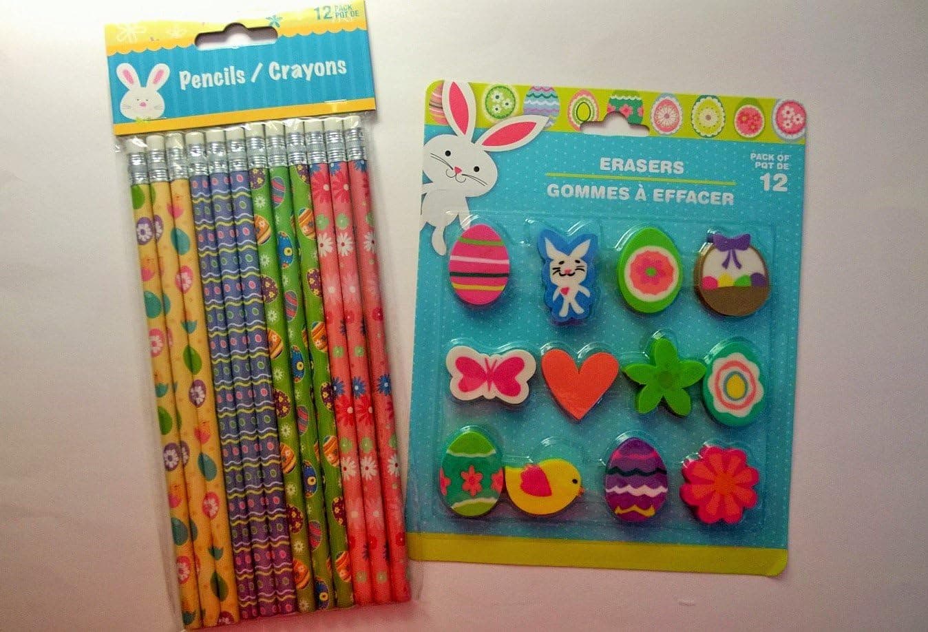 Easter Themed Pencils and Erasers - 12 Count Each