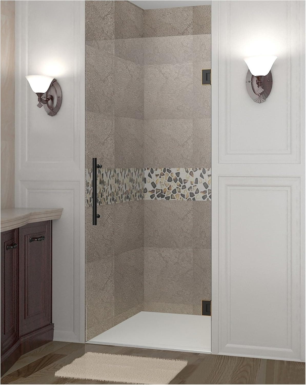 Aston Cascadia SDR995 24" x 72" Completely Frameless Hinged Shower Door, Oil Rubbed Bronze