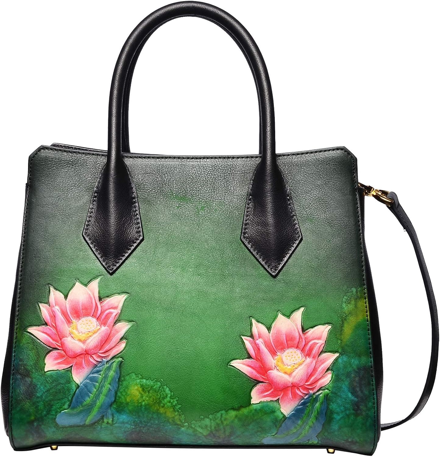 PIJUSHI Top Handle Satchel Bags Designer Leather Handbags Floral Purses for Women