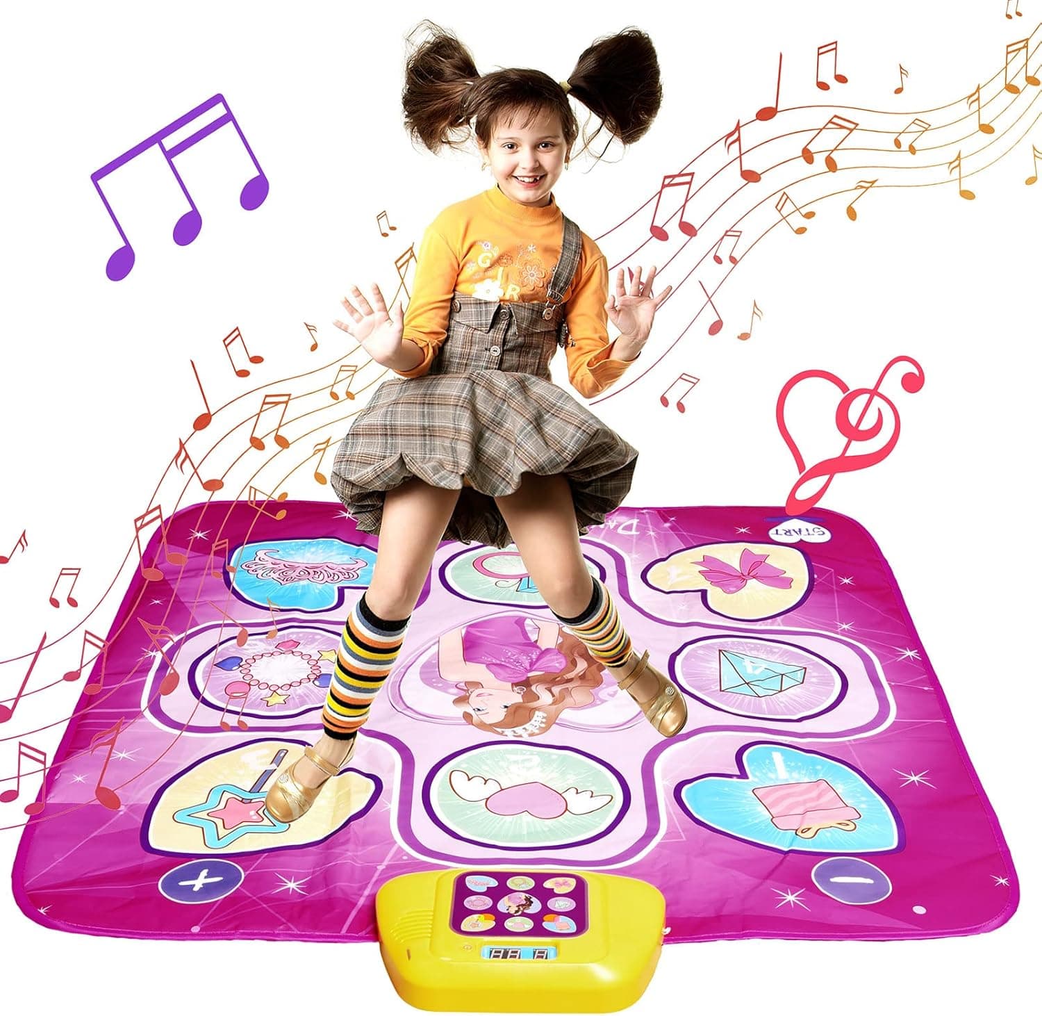 FUN LITTLE TOYS Dance Mat for Kids, Dance Pads with Music Adjustable Volume Electronic Dance Mixer Rhythm Step Play mat for Dance Game Party Supplie Toys Teen Girl Birthday Gift Ages 4-8