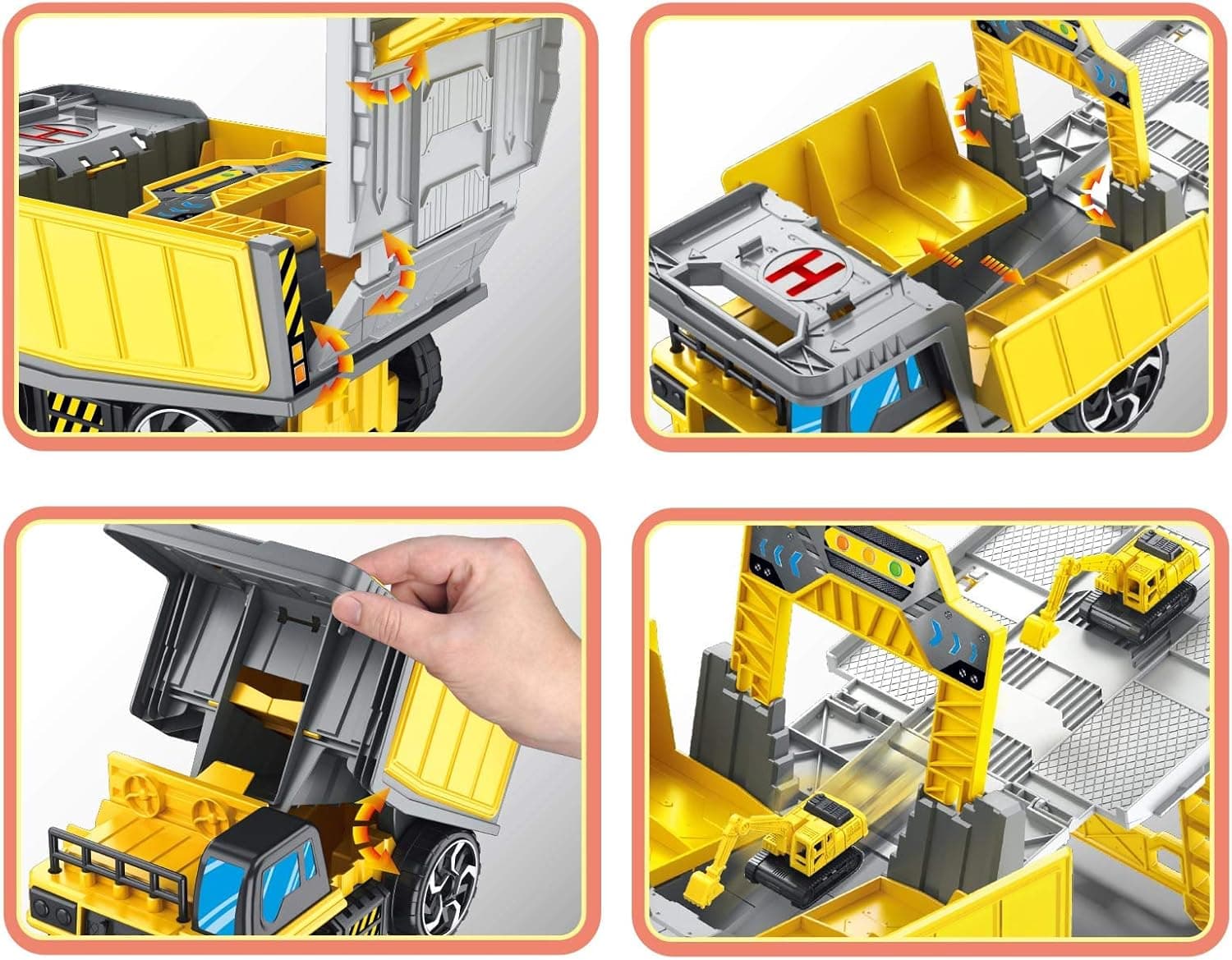 Jumplanma Construction Vehicles Truck Transport Car Carrier Toy Play Sets Engineering Vehicles for Boys 3,4,5,6,7 Years Old