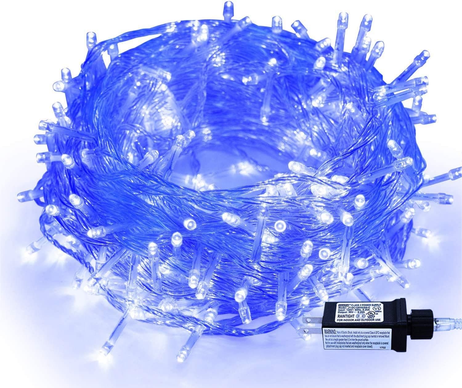 Christmas Tree Lights - 320 LEDs 115ft/35m End-to-End 8 Modes Plug in Indoor/Outdoor Waterproof Decorative Fairy Twinkle String Lights for Halloween/Thanksgiving Day/Patio/Room/Wedding/New Year - Blue