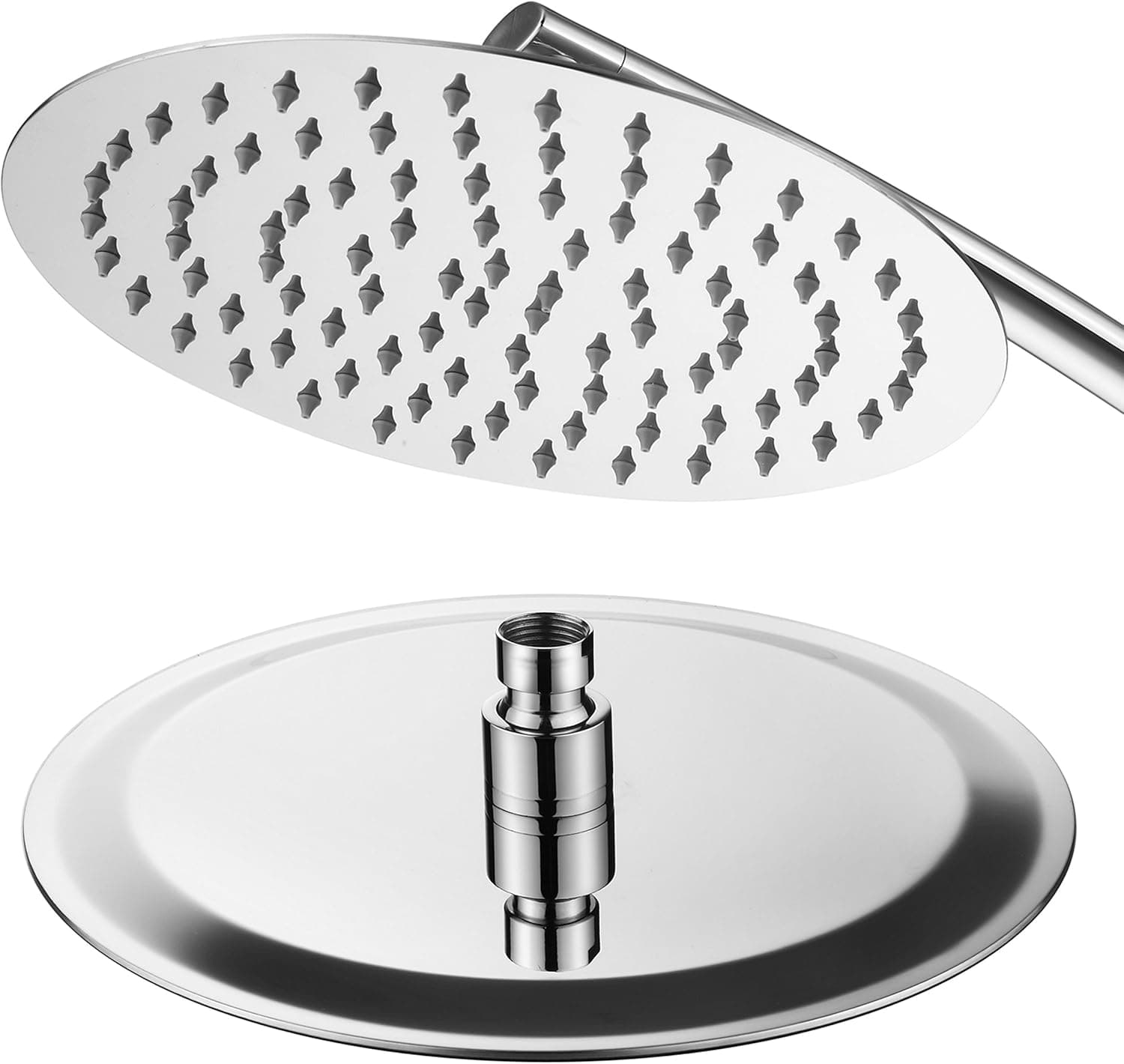 Aquagenix Razor Giant 10 Inch Stainless Steel Round Rainfall Shower-Head with 15 Inch Height-Adjustable Arch Extension Arm…