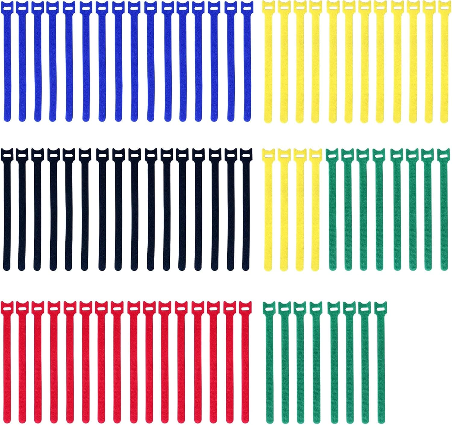 CXBB 80Pcs Cable Ties Reusable,8 Inch Cable Ties, Hook and Loop Fastener Ties, Cable Organizer Fastener Ties ( 5 Colors )