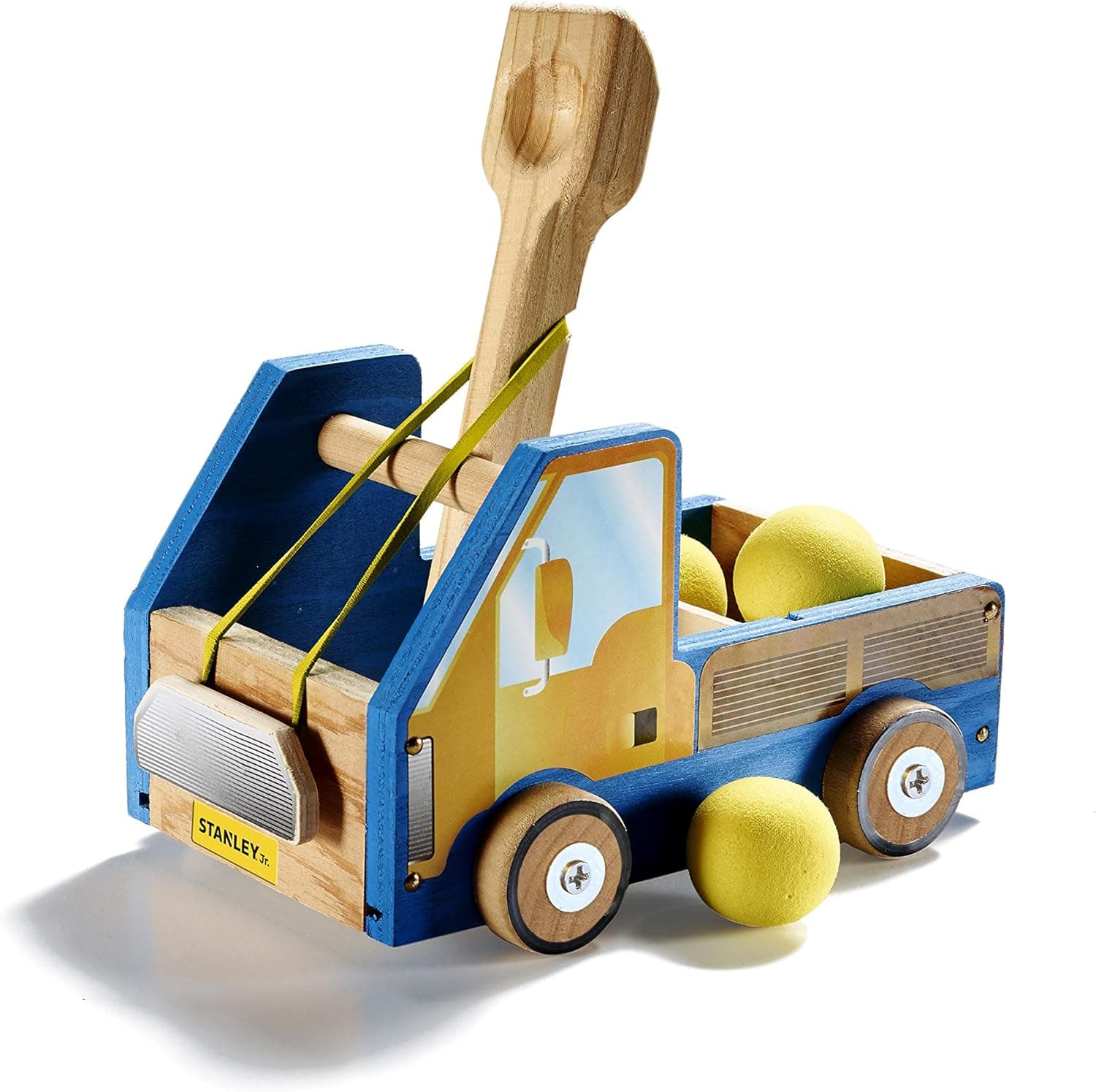 Stanley Jr DIY Truck Catapult Building Kit for Kids JK005-SY: Children’s Yellow Wood Construction Toy Beginning Woodworking Set with Paints Ages 5 - 12